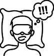 Animated person wearing sleep mask and snoring icon