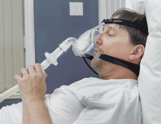 Man wearing C P A P mask